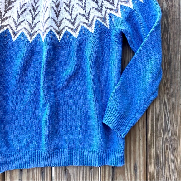 ✨ Wool ✨ Fair Isle Nordic Crew Neck Sweater - Picture 2 of 5